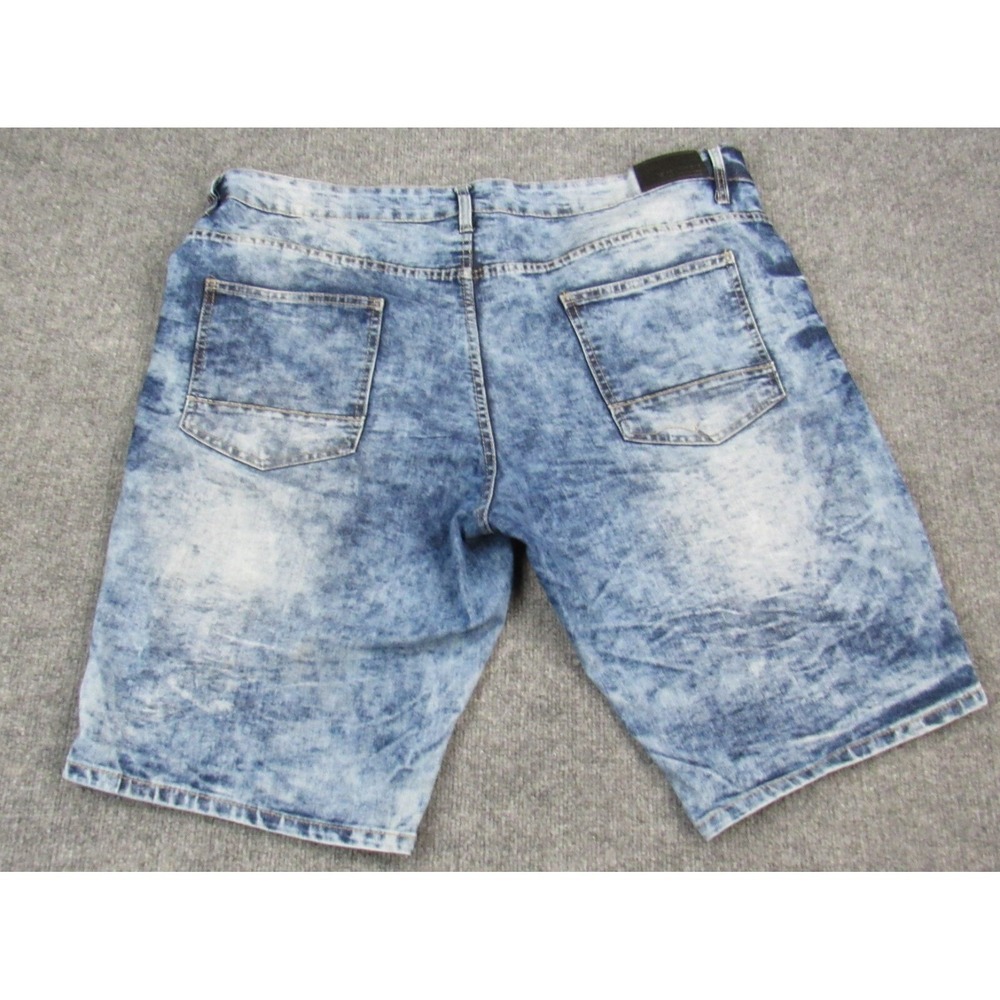 Southpole Jean Shorts Mens 46 Acid Wash Moto Biker Distressed Denim Streetwear - Picture 2 of 16
